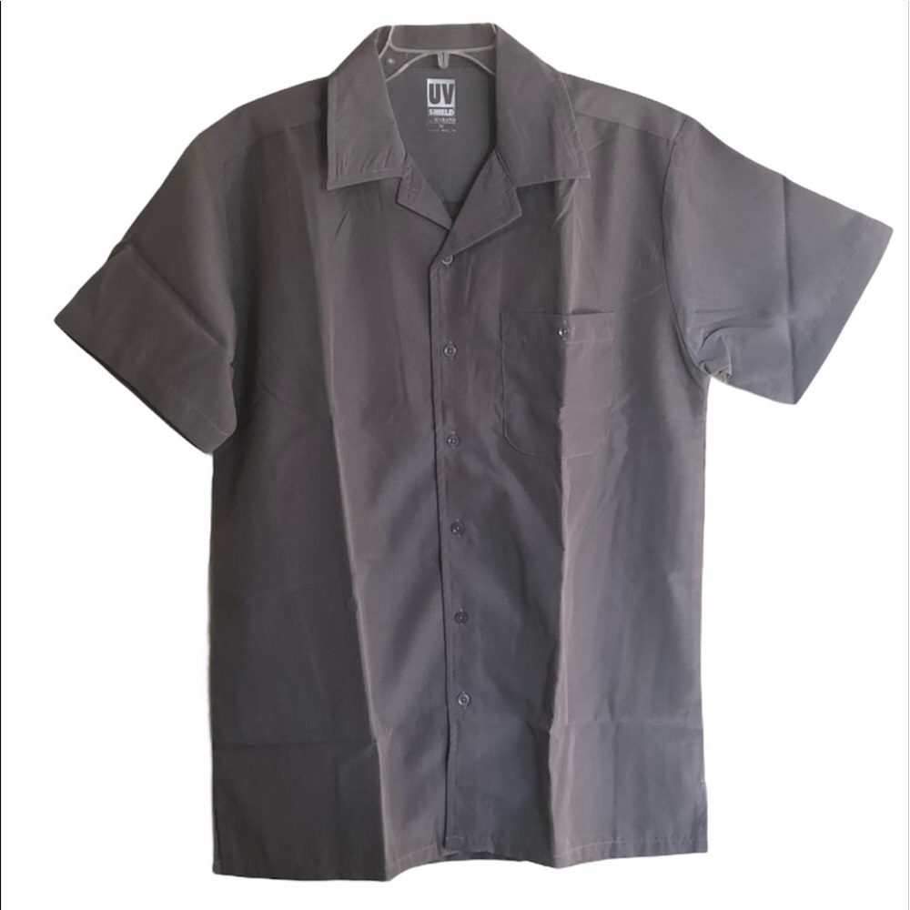 Men’s Casual Button Down Gray Shirt by UV Shield